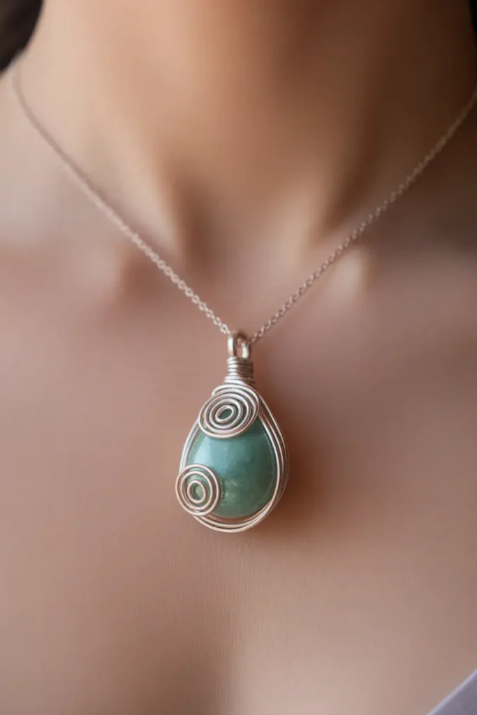 Birthstone Wire-Wrapped Teardrop Necklace
