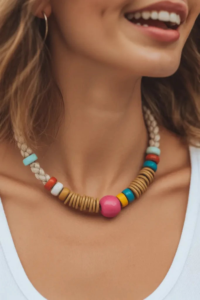 Braided Cord Bead Necklace