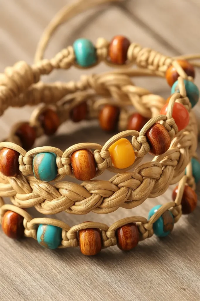 Braided Hemp & Bead Bracelet