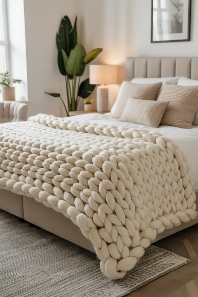 Cozy Chunky Knit Bed Throw