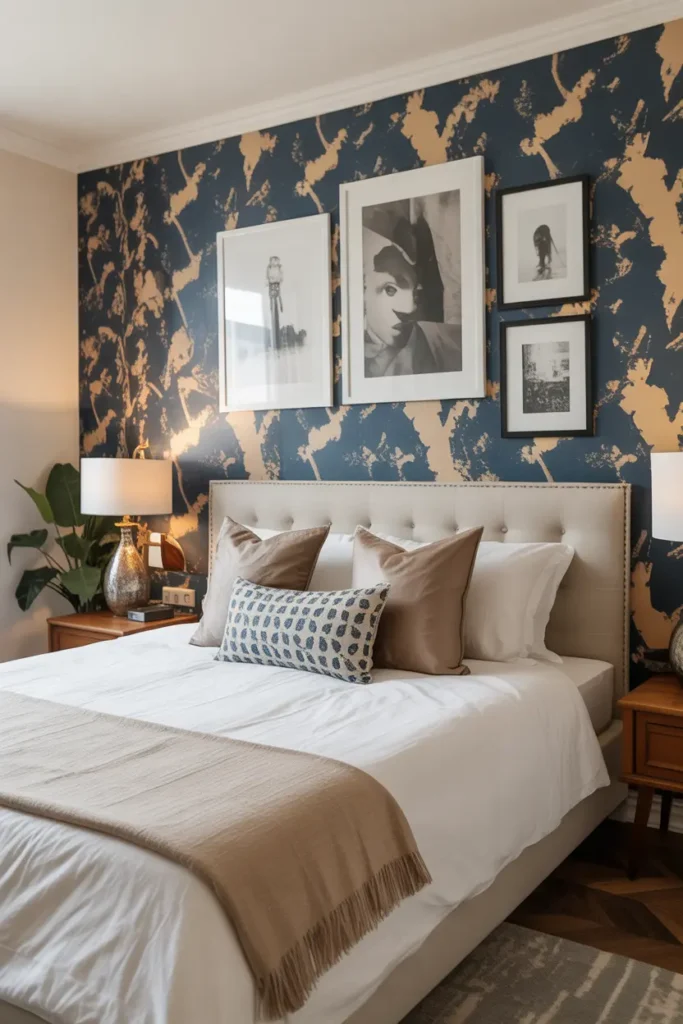 DIY Framed Wallpaper Art Above Bed