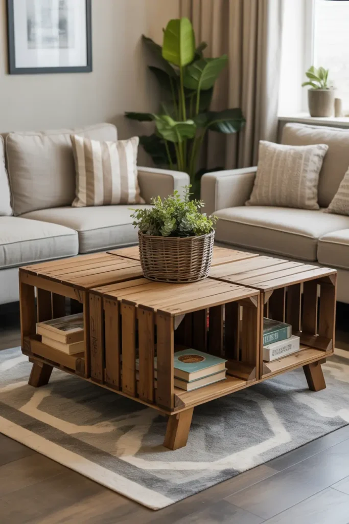 DIY Wooden Crate Coffee Table