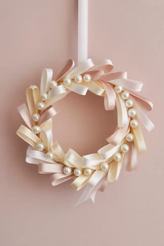 Elegant Pearl & Ribbon Wreath