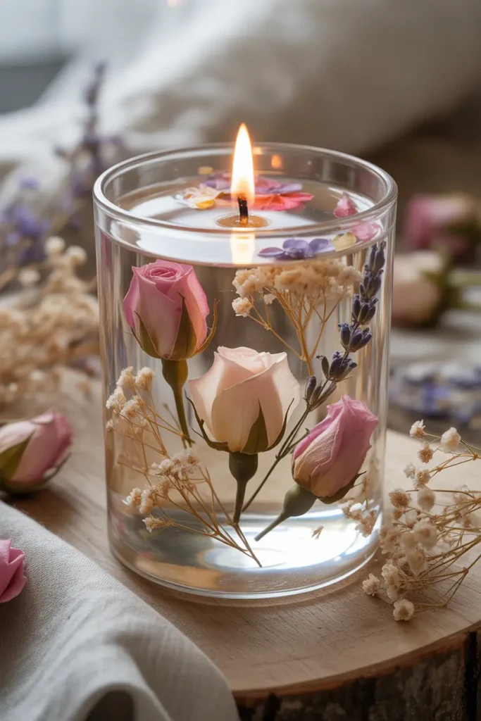 Floral Embedded Candles