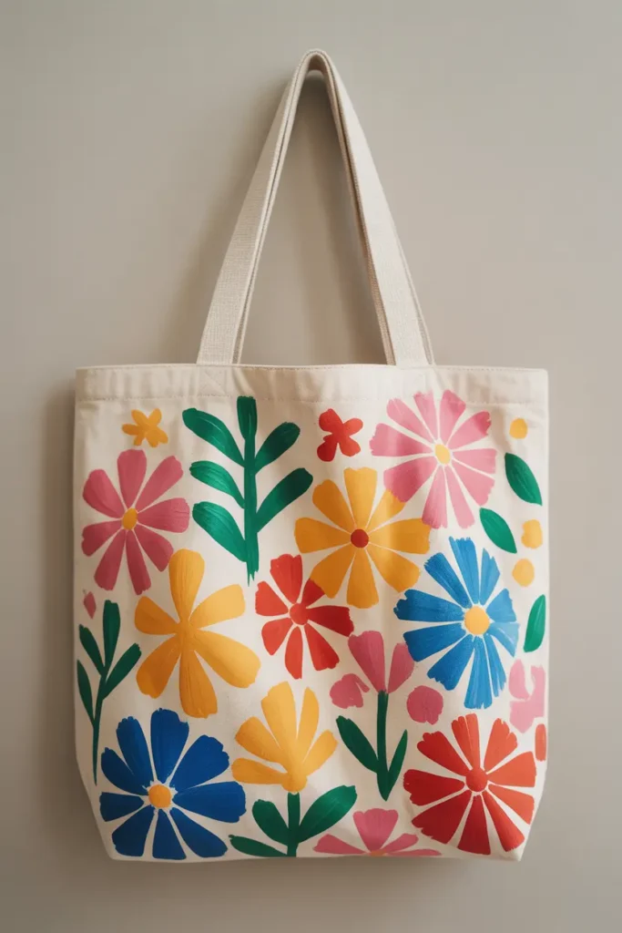 Hand-Painted Reusable Tote Bag