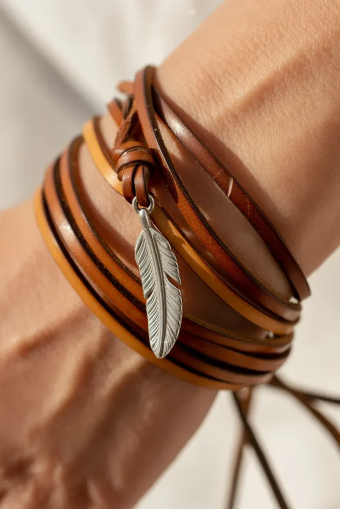 Leather Wrap Charm Bracelet