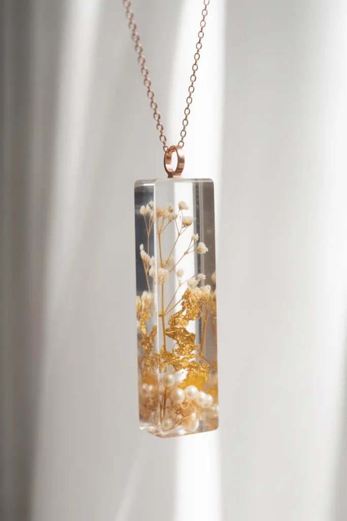 Minimalist Bar Pendant Resin Necklace