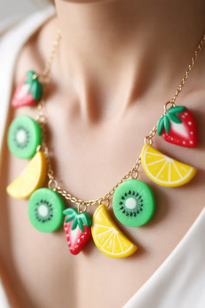 Polymer Clay Fruit Slice Necklace