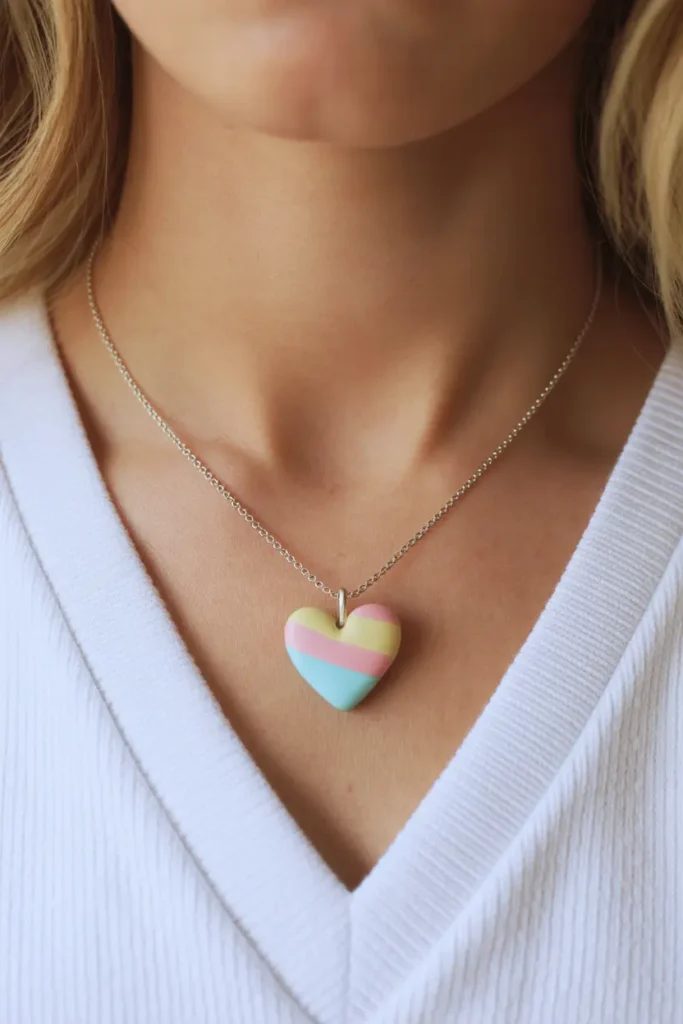 Polymer Clay Heart Charm Necklace
