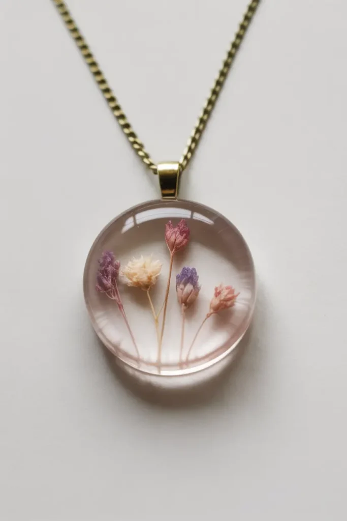 Resin Flower Pendant Necklace