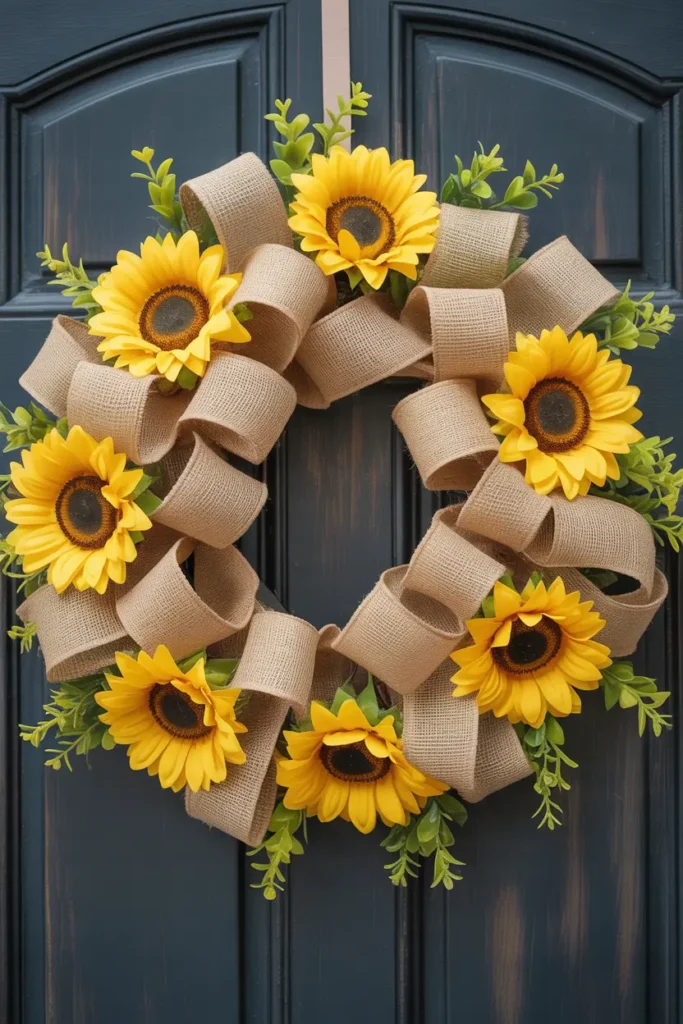 Rustic Burlap & Sunflower Wreath