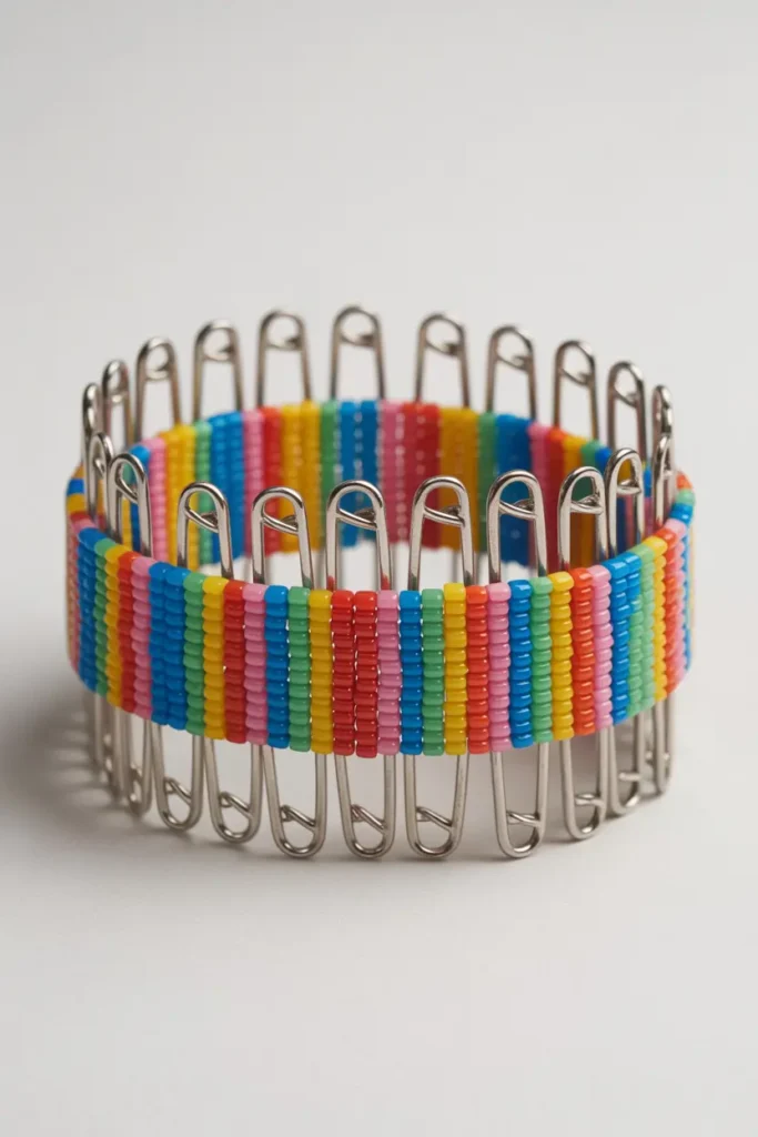 Safety Pin Beaded Bracelet