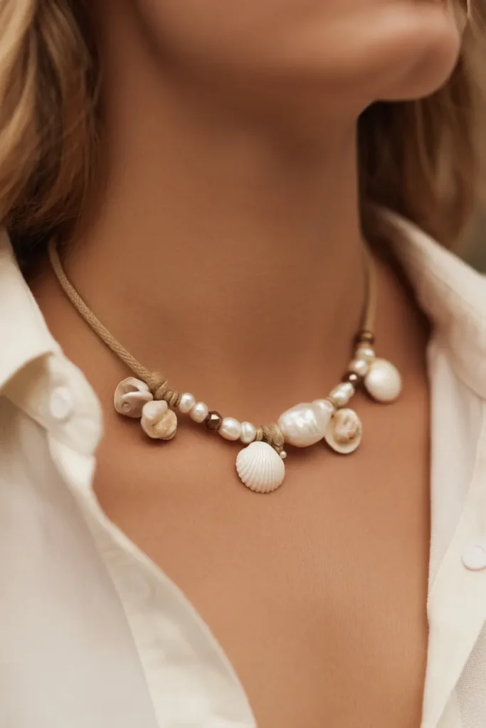 Seashell & Pearl Beach Memory Necklace