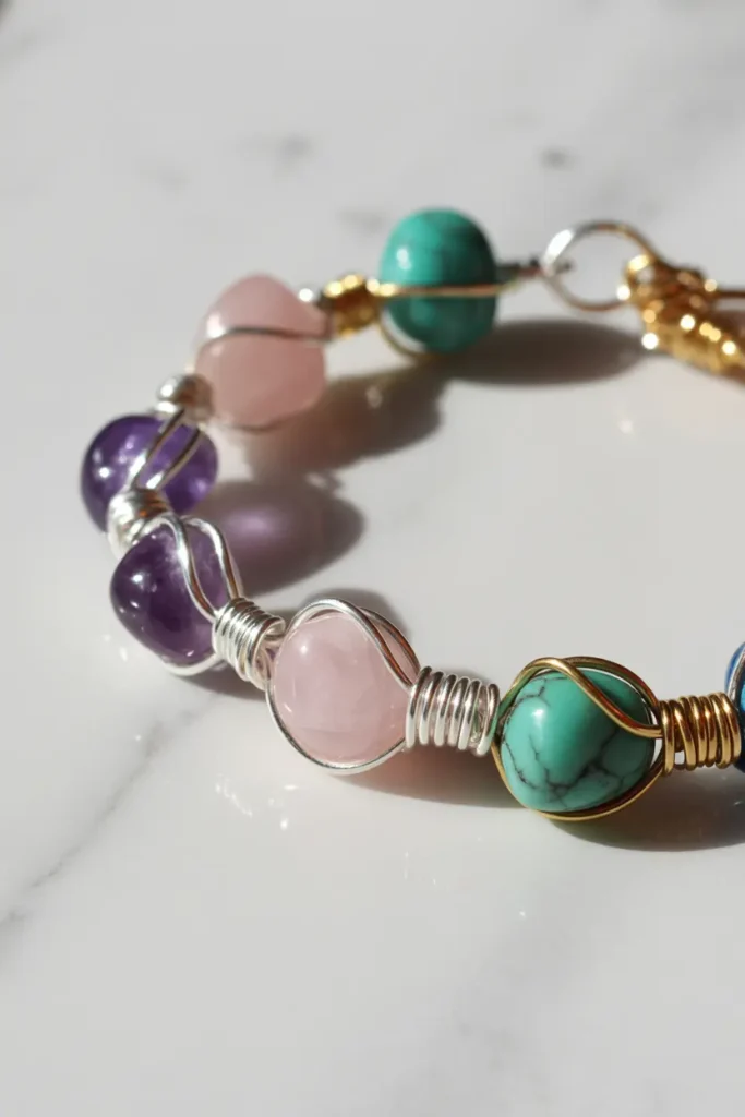 Wire-Wrapped Gemstone Bracelet