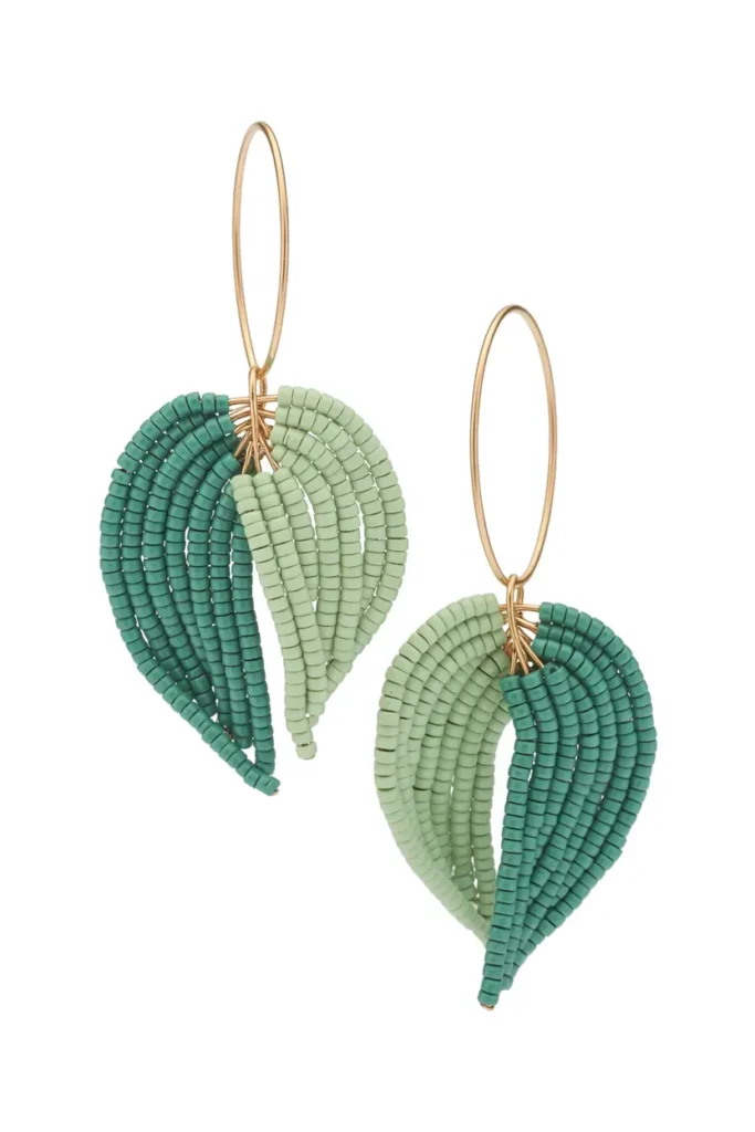 Beaded Leaf Drop Charms