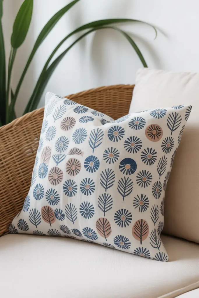 Block Print Floral Pillow