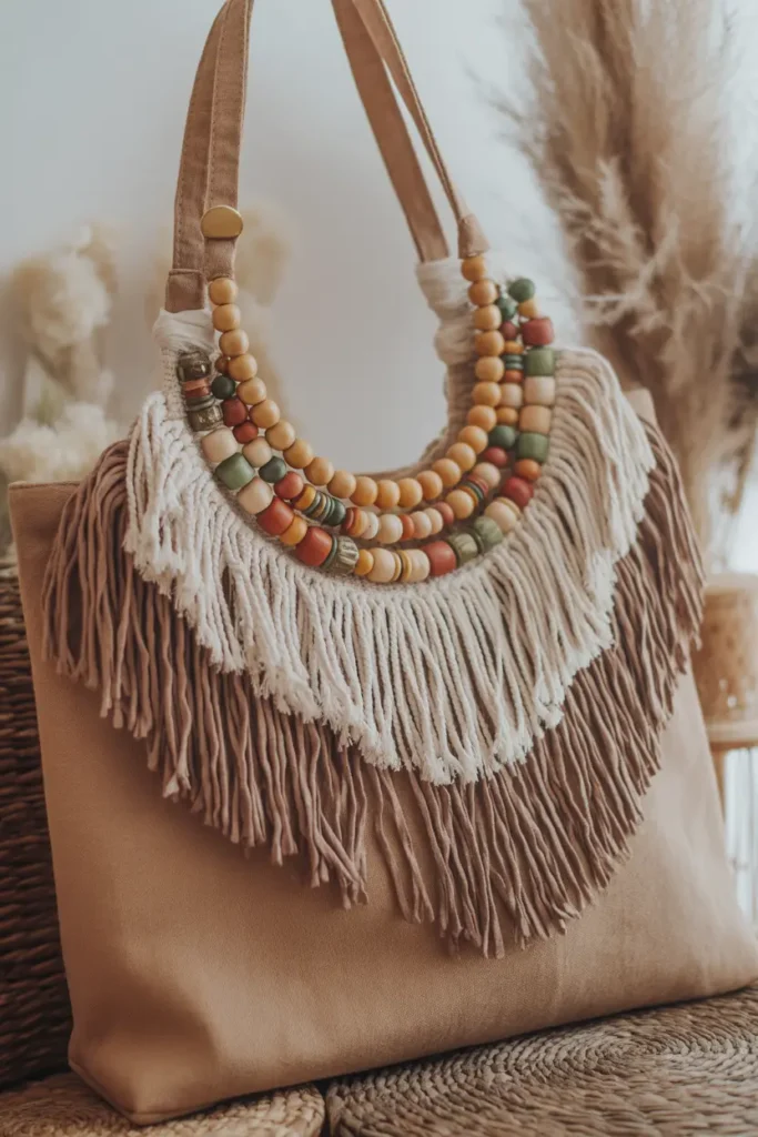  Boho Fringe & Beads Tote