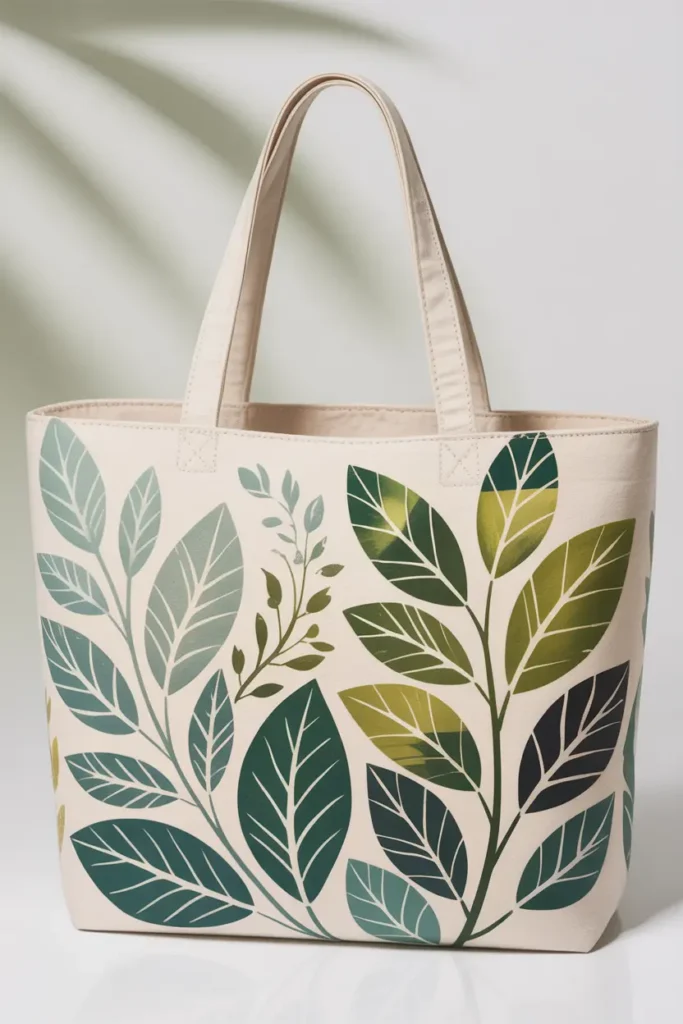 Botanical Leaf Stencil Tote