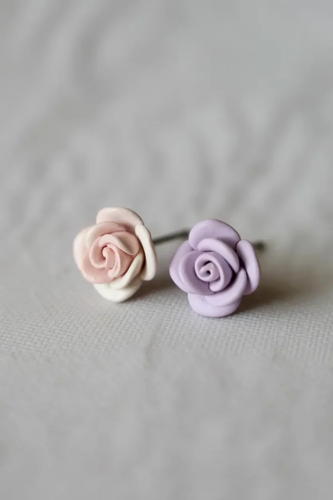 Clay Rose Stud Earrings