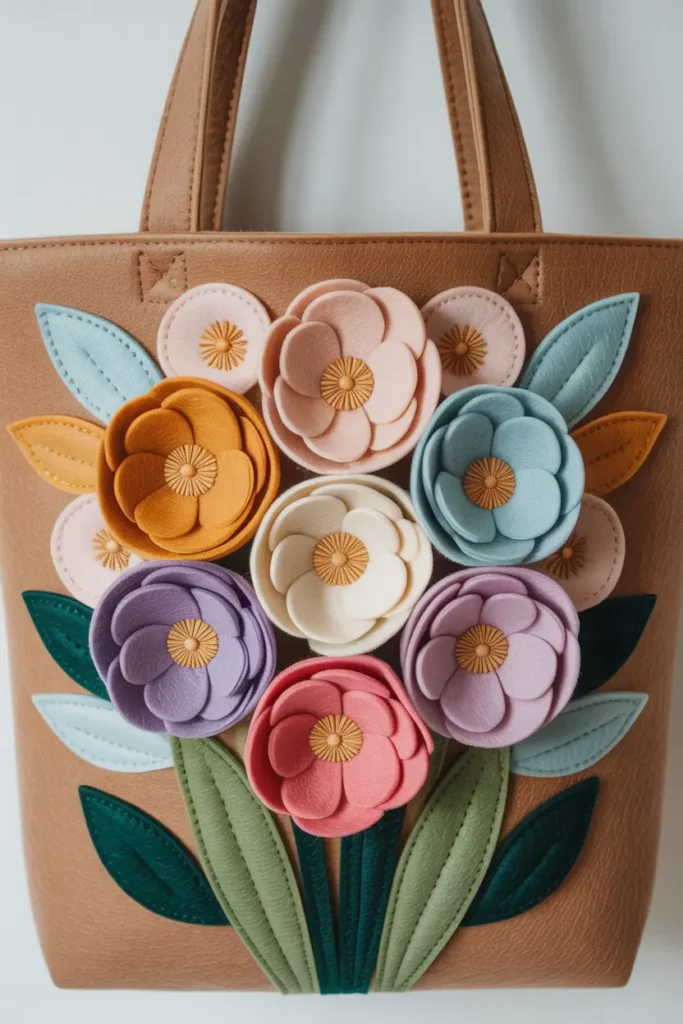 Cozy Felt Floral Bouquet Tote