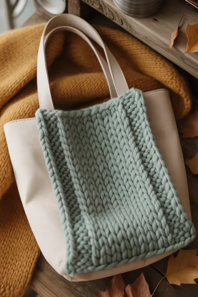 Cozy Knitted Panel Tote