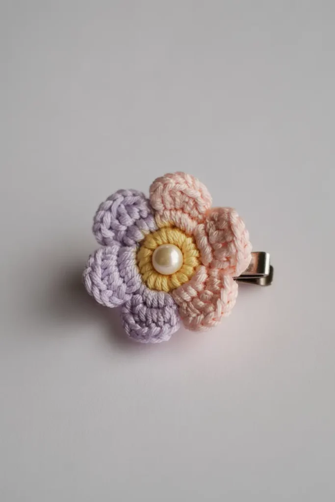 Crochet Flower Hair Clip