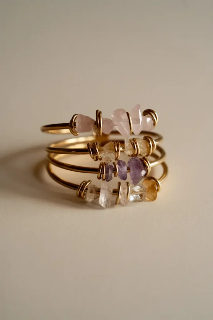 Crystal Chip Ring Set