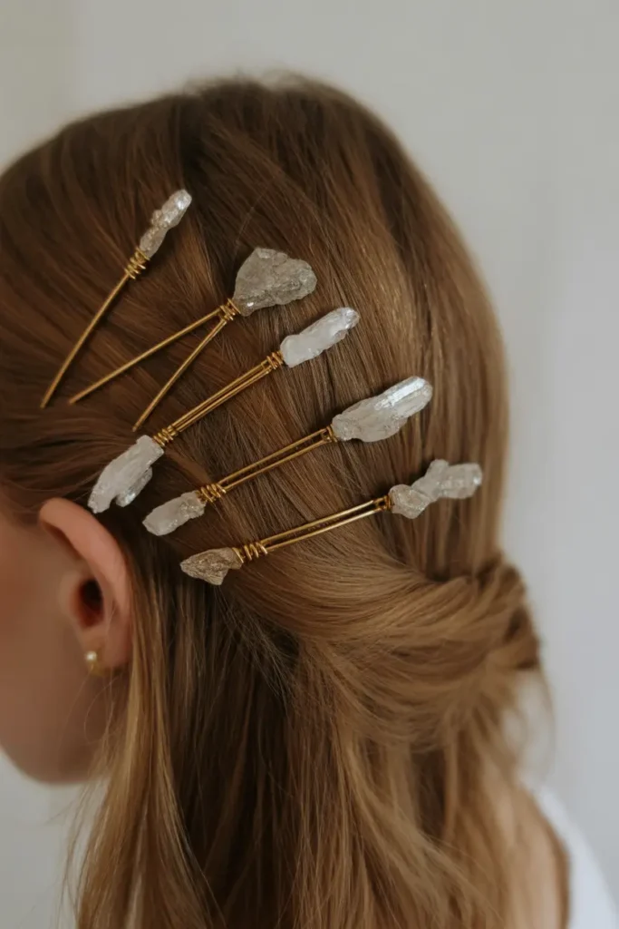 Crystal-Wrapped Hair Pins
