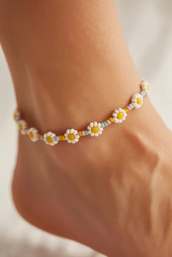 Daisy Chain Beaded Anklet