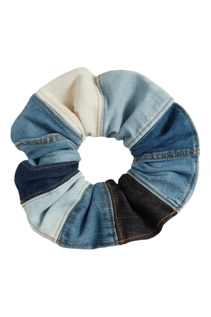 Denim Patchwork Scrunchie