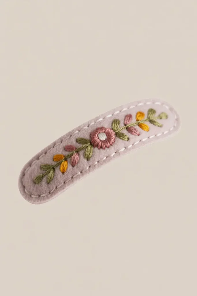 Embroidered Felt Hair Barrette