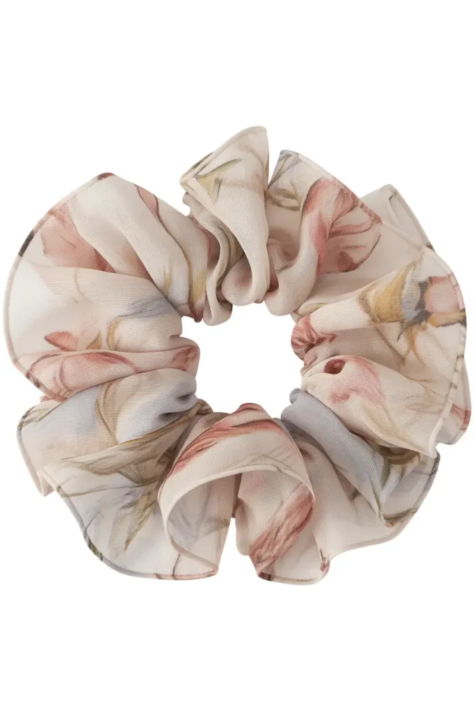 Floral Chiffon Ruffle Scrunchie