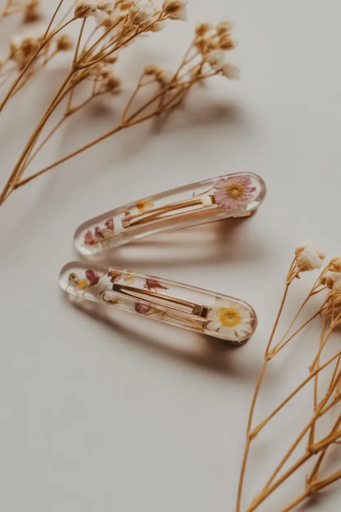 Floral Resin Hair Clips