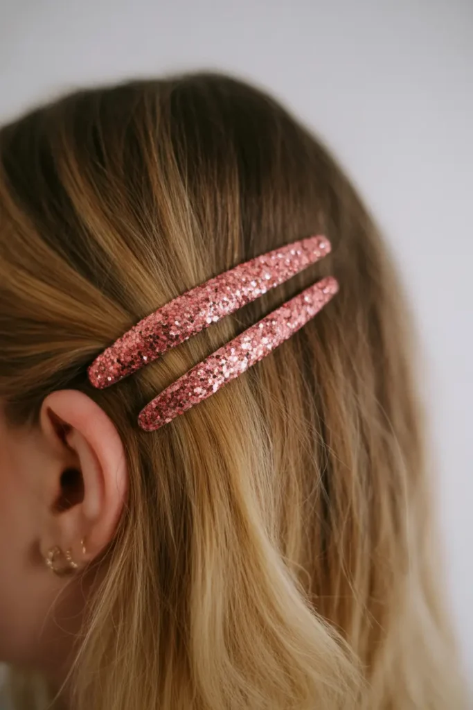 Glitter-Lined Hair Barrettes