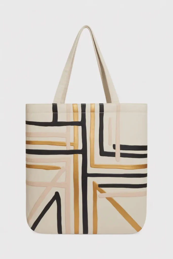 Hand-Painted Minimalist Lines Tote