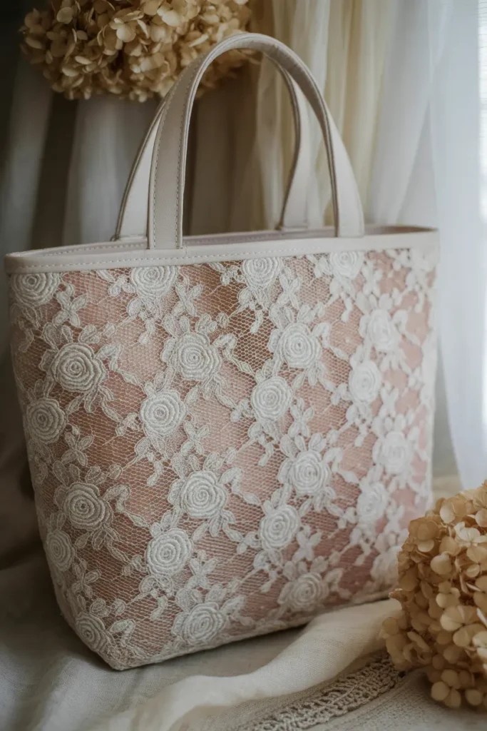 Lace Overlay Romantic Tote