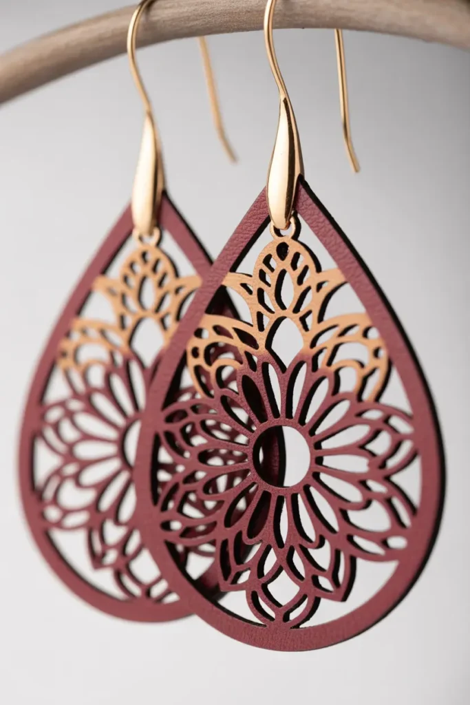 Leather Teardrop Cutout Earrings