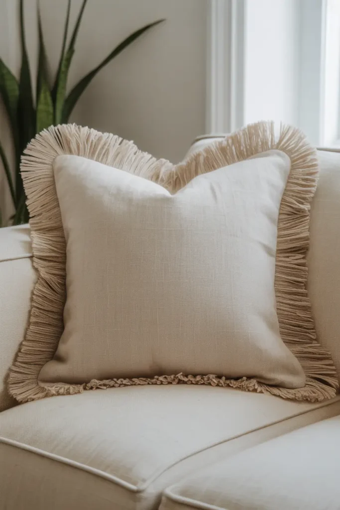 Linen Fringe Edge Pillow