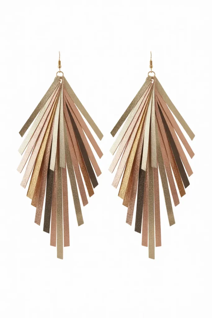 Metallic Leather Fringe Earrings