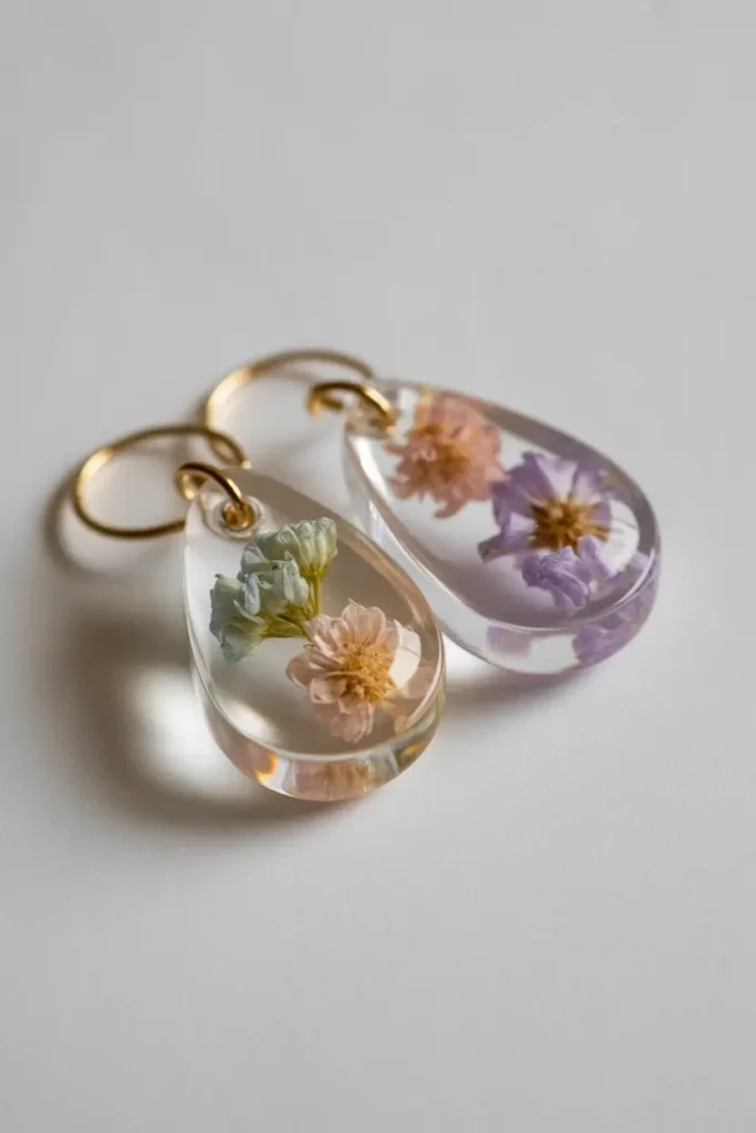 Mini Resin Flower Drop Earrings