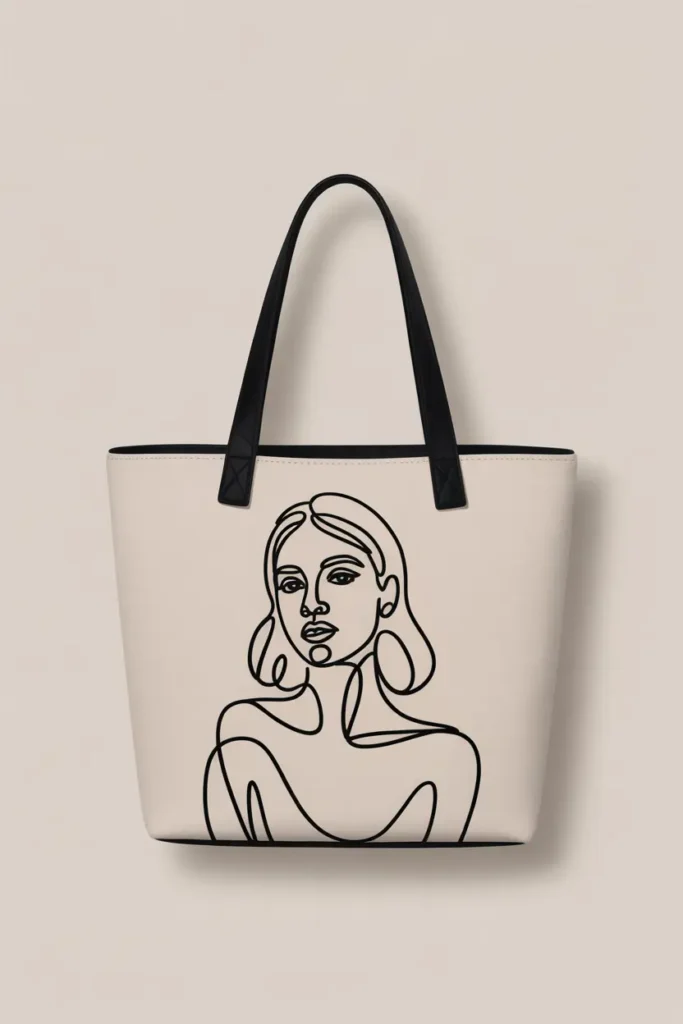 Minimal Line Art Portrait Tote