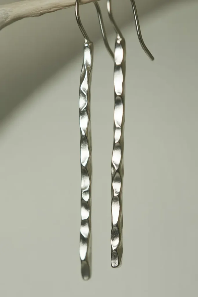 Minimalist Hammered Bar Earrings