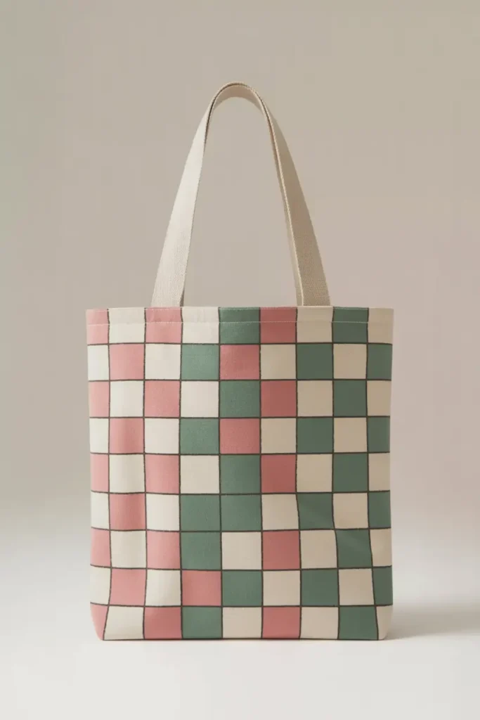 Modern Checkerboard Painted Tote