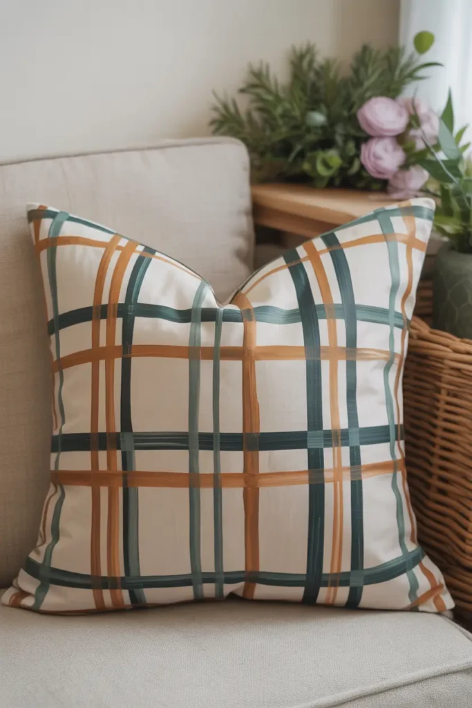 Painted Plaid Pillow
