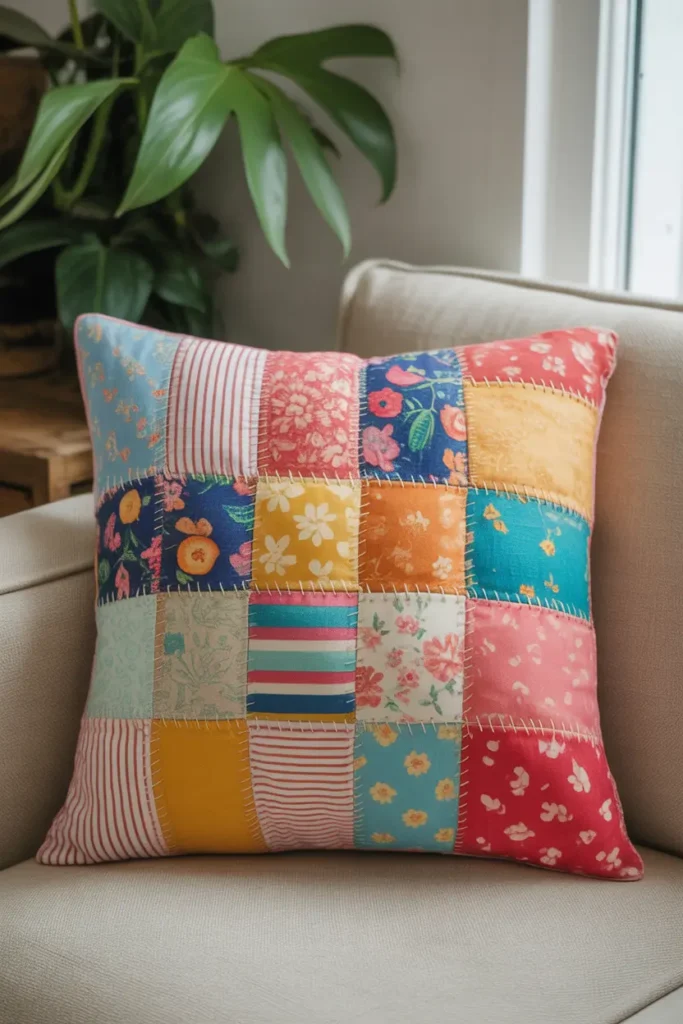 Patchwork Fabric Scrap Pillow