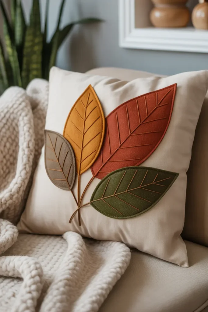 Seasonal Leaf Appliqué Pillow