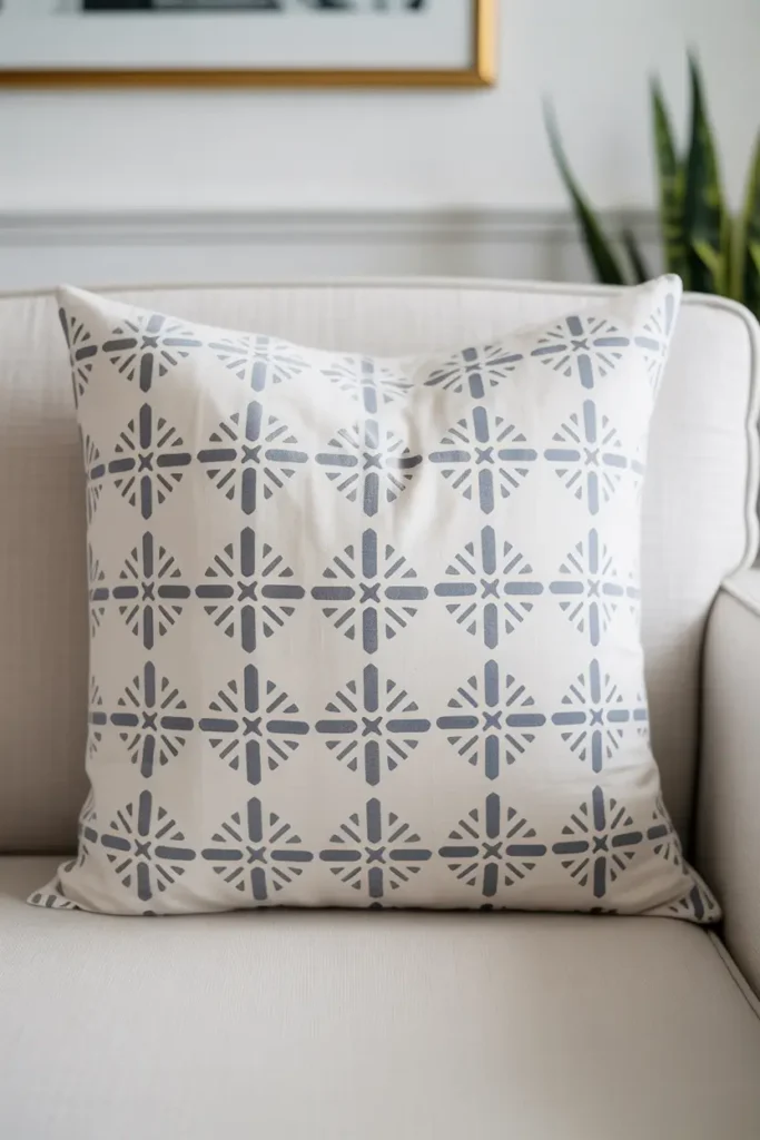 Stenciled Geometric Pillow