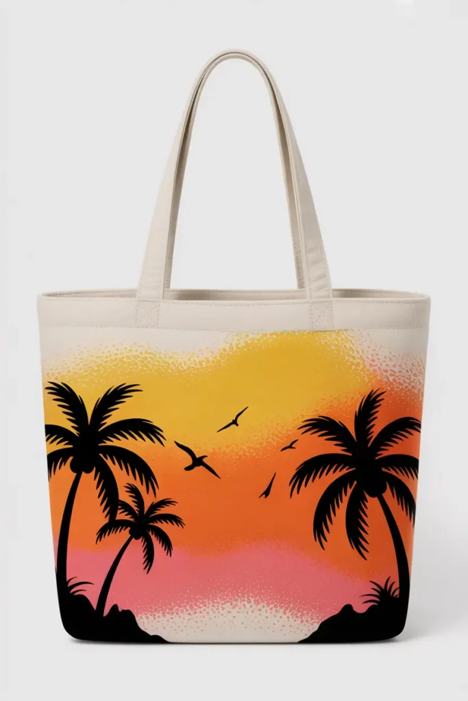 Sunset Silhouette Spray Paint Tote