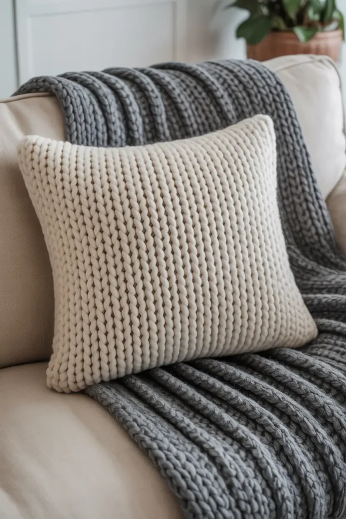 Sweater Knit Cozy Pillow