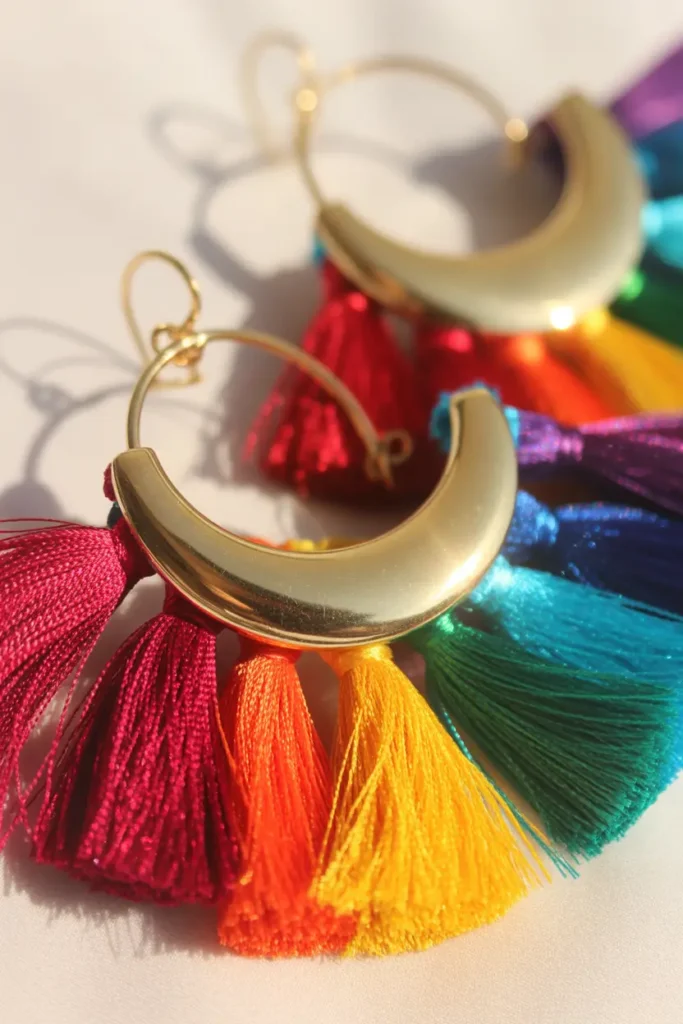 Tassel Rainbow Fan Earrings